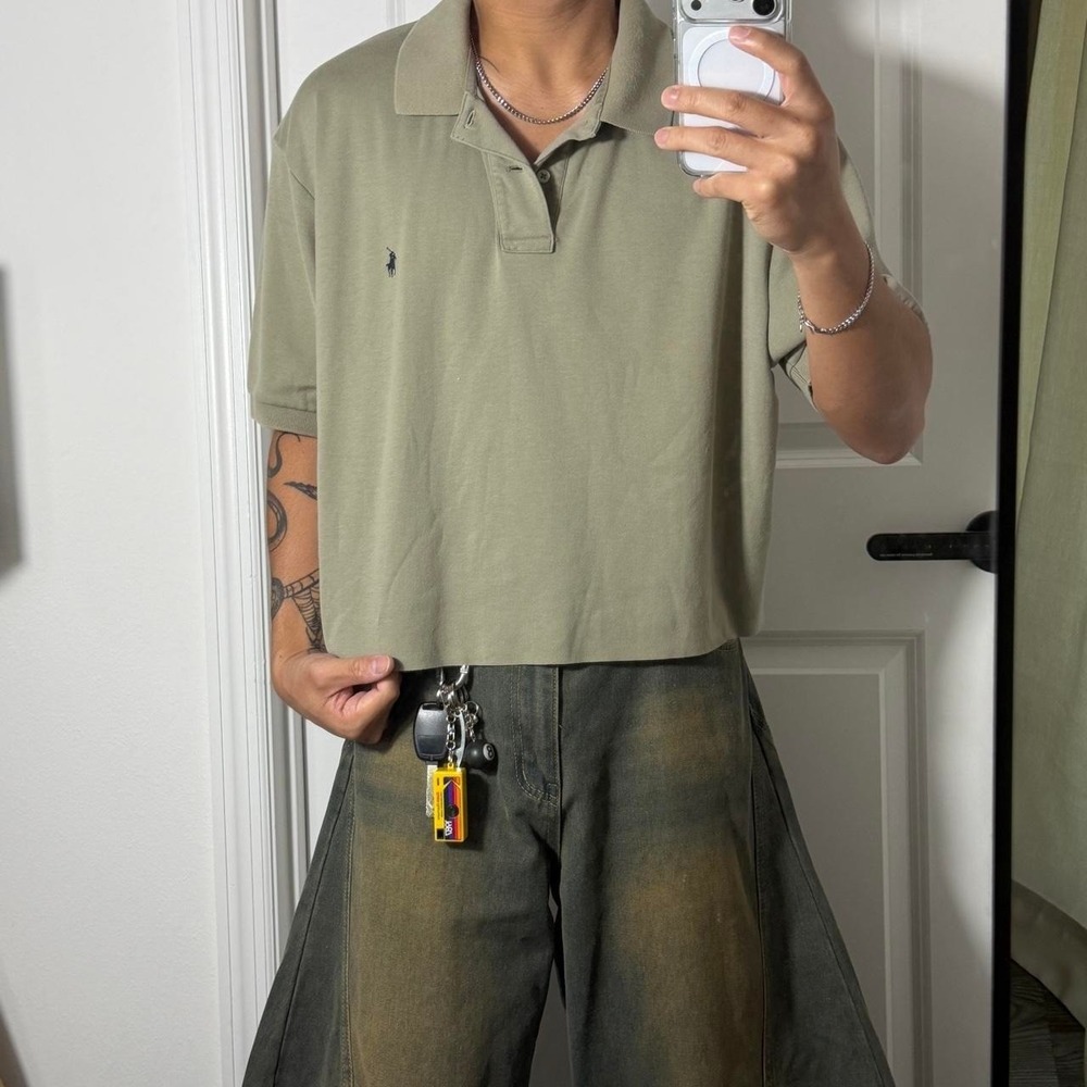 y2k vintage polo ralph lauren cropped button up polo shirt